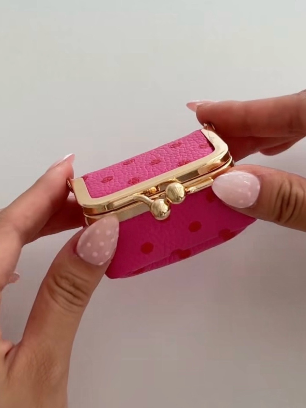Pink Polka Dot Mini Kiss-Lock Jewelry Travel Storage